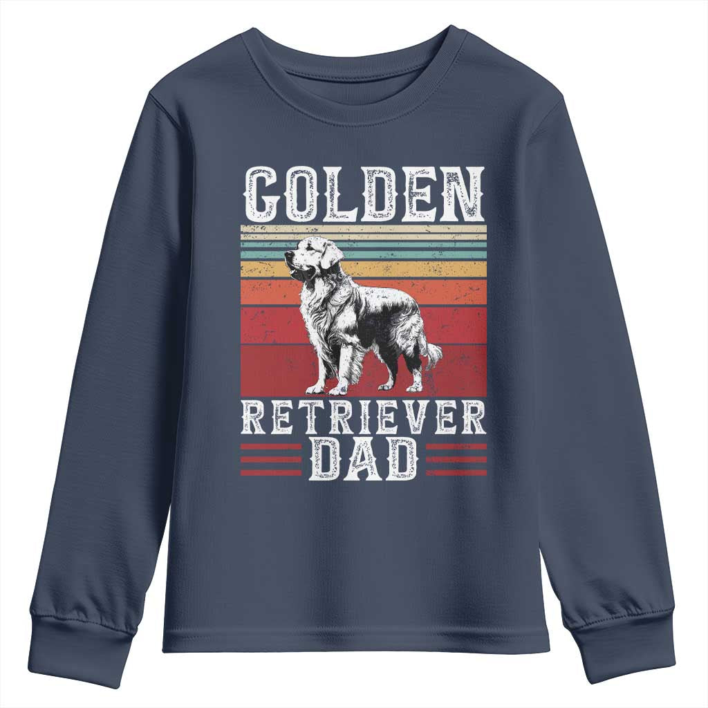 Retro Dog Golden Dad Youth Sweatshirt Fathers Day Gift for Dog Lovers Golden Retriever Dad TS10 Navy Print Your Wear