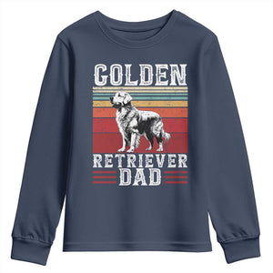 Retro Dog Golden Dad Youth Sweatshirt Fathers Day Gift for Dog Lovers Golden Retriever Dad TS10 Navy Print Your Wear