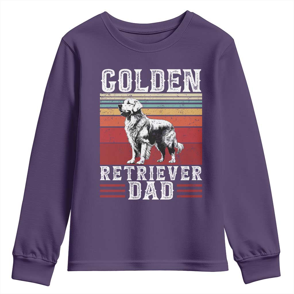 Retro Dog Golden Dad Youth Sweatshirt Fathers Day Gift for Dog Lovers Golden Retriever Dad TS10 Purple Print Your Wear
