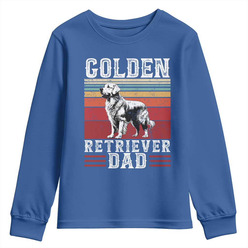 Retro Dog Golden Dad Youth Sweatshirt Fathers Day Gift for Dog Lovers Golden Retriever Dad TS10 Royal Blue Print Your Wear