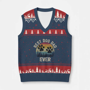 Best Dog Dad Ever V-Neck Knit Sweater Vest Fathers Day Gift for Dog Lovers TS10 Navy Red Print Your Wear
