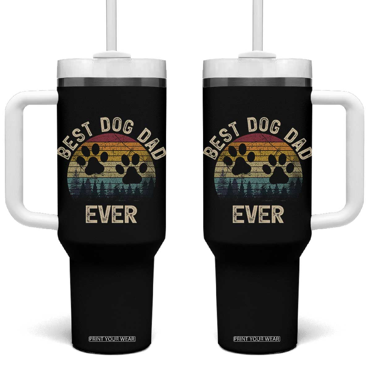 Best Dog Dad Ever Tumbler With Handle Fathers Day Gift for Dog Lovers TS10 One Size: 40 oz Black Print Your Wear
