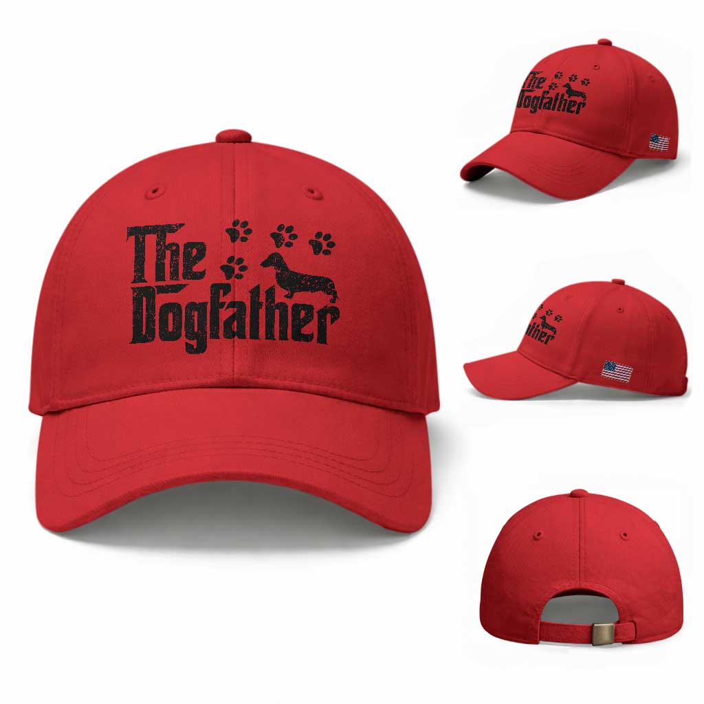 Dachshund Dog Dad Baseball Cap The Dogfather Fathers Day Gifts For Dog Lovers TS10 Baseball Cap Universal Fit Red Print Your Wear