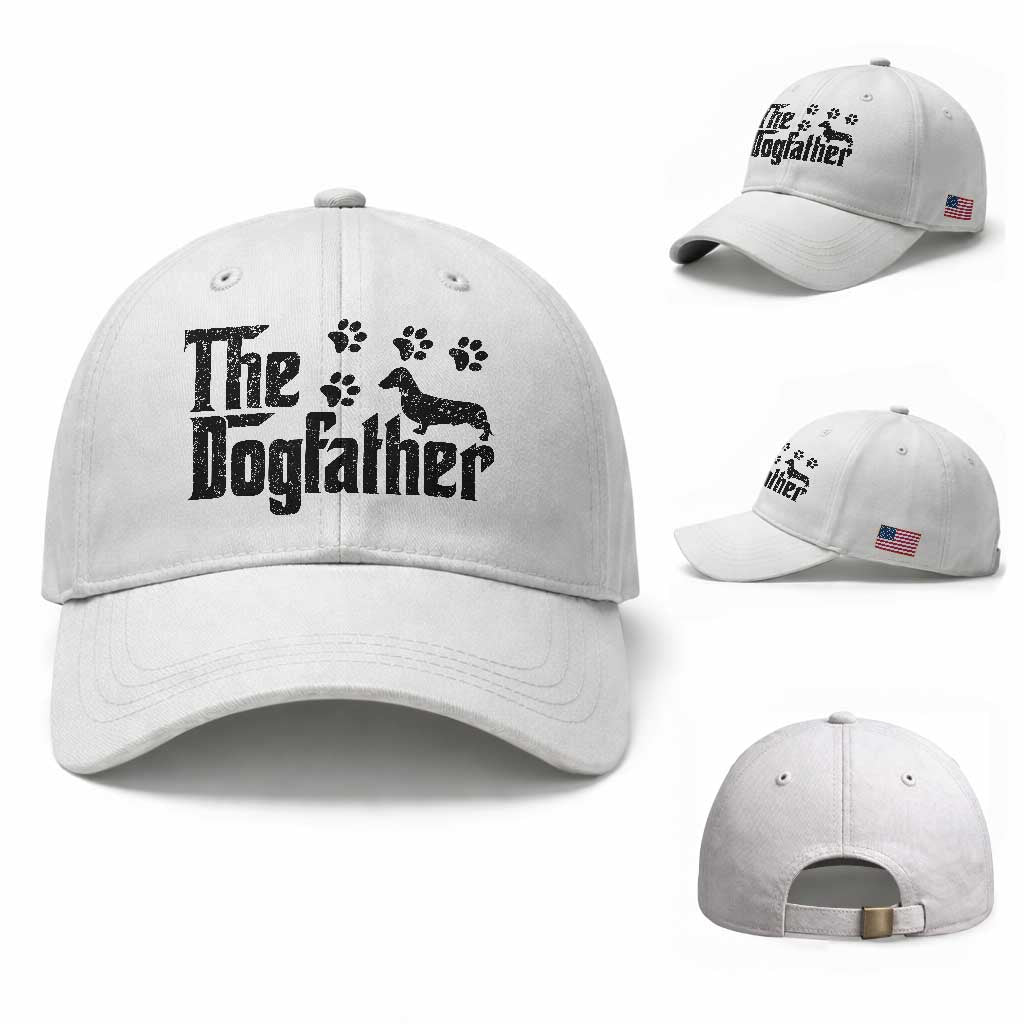 Dachshund Dog Dad Baseball Cap The Dogfather Fathers Day Gifts For Dog Lovers TS10 Baseball Cap Universal Fit White Print Your Wear