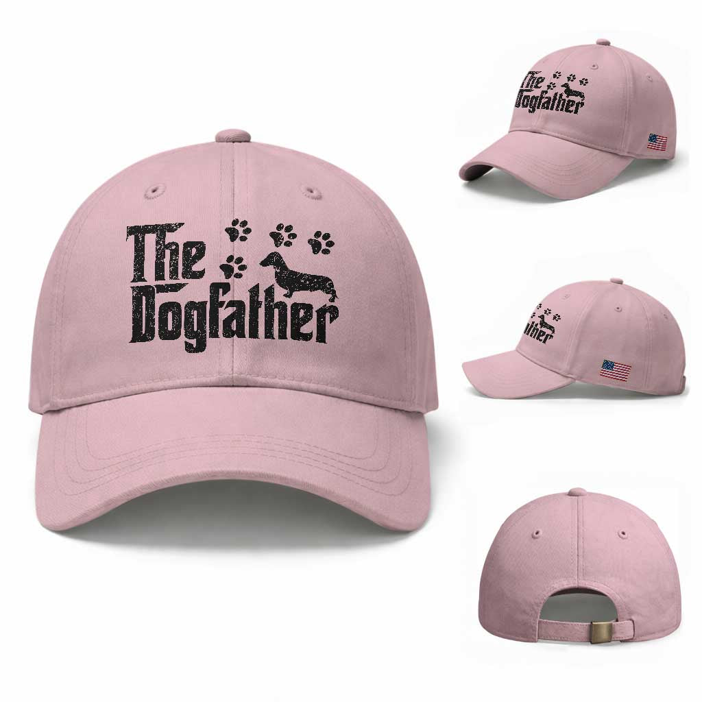 Dachshund Dog Dad Baseball Cap The Dogfather Fathers Day Gifts For Dog Lovers TS10 Baseball Cap Universal Fit Light Pink Print Your Wear