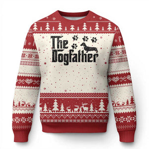 Dachshund Dog Dad Ugly Christmas Sweater The Dogfather Fathers Day Gifts For Dog Lovers TS10 Beige Red Print Your Wear