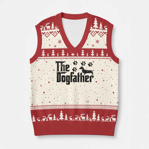 Dachshund Dog Dad V-Neck Knit Sweater Vest The Dogfather Fathers Day Gifts For Dog Lovers TS10 Beige Red Print Your Wear