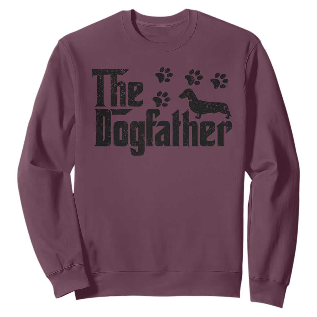 Dachshund Dog Dad Sweatshirt The Dogfather Fathers Day Gifts For Dog Lovers TS10 Maroon Print Your Wear