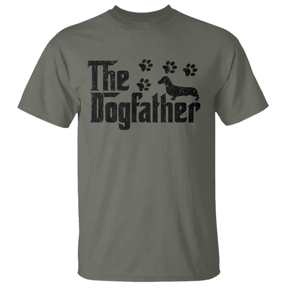 Dachshund Dog Dad T Shirt The Dogfather Fathers Day Gifts For Dog Lovers TS10 Military Green Print Your Wear