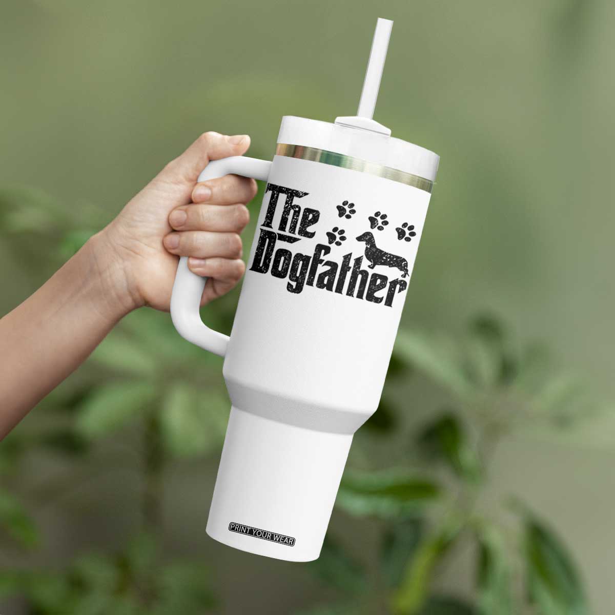 Dachshund Dog Dad Tumbler With Handle The Dogfather Fathers Day Gifts For Dog Lovers TS10 Print Your Wear