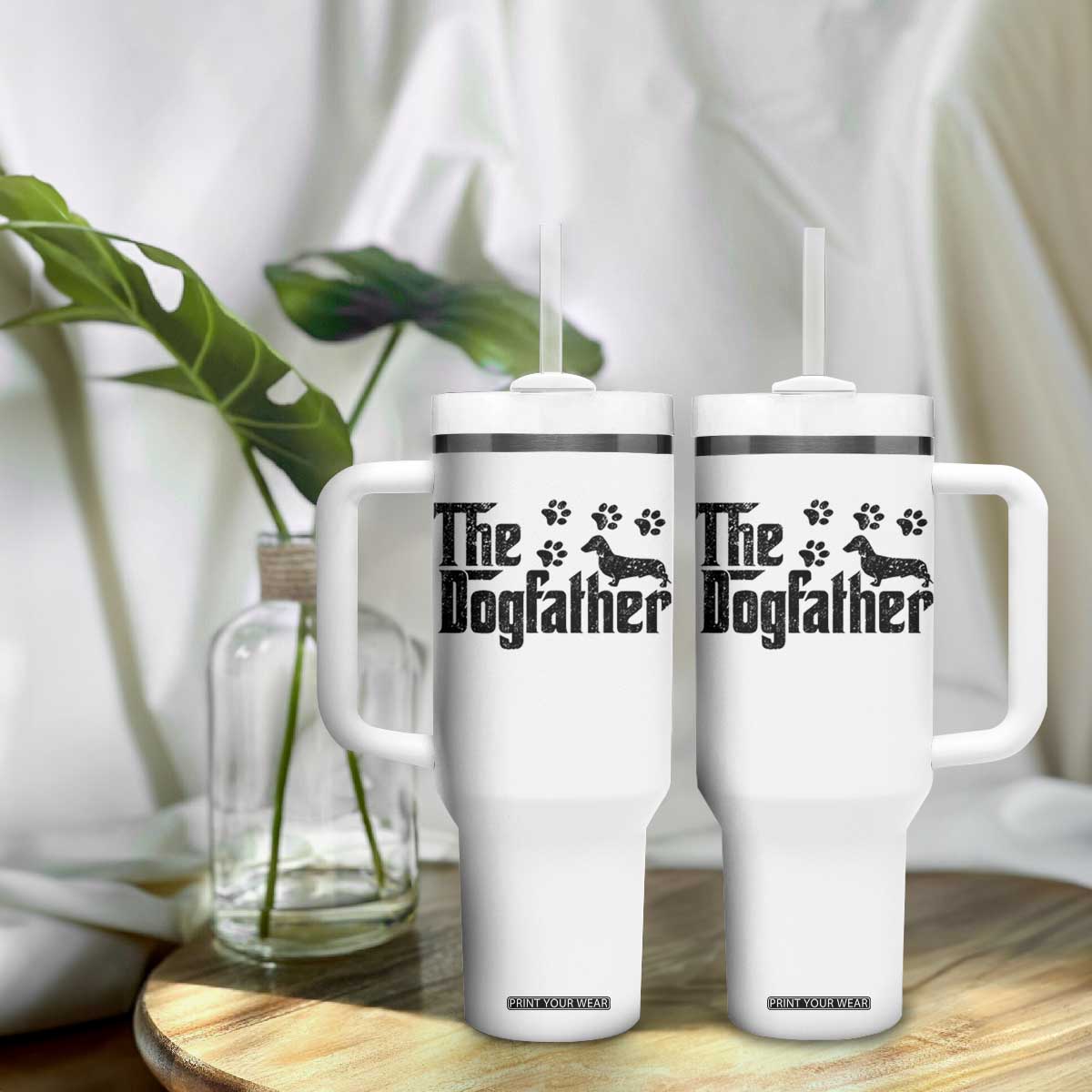 Dachshund Dog Dad Tumbler With Handle The Dogfather Fathers Day Gifts For Dog Lovers TS10 Print Your Wear