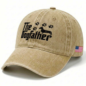 Dachshund Dog Dad Washed Cotton Baseball Cap The Dogfather Fathers Day Gifts For Dog Lovers TS10 Print Your Wear