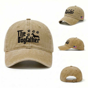 Dachshund Dog Dad Washed Cotton Baseball Cap The Dogfather Fathers Day Gifts For Dog Lovers TS10 Washed Cap Universal Fit Khaki Print Your Wear