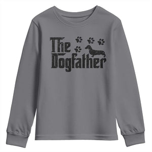 Dachshund Dog Dad Youth Sweatshirt The Dogfather Fathers Day Gifts For Dog Lovers TS10 Charcoal Print Your Wear
