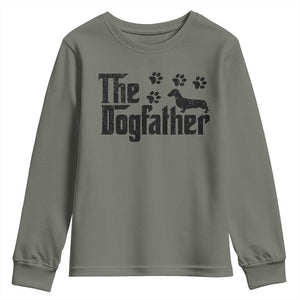 Dachshund Dog Dad Youth Sweatshirt The Dogfather Fathers Day Gifts For Dog Lovers TS10 Military Green Print Your Wear