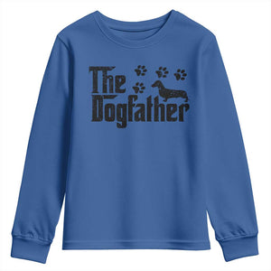 Dachshund Dog Dad Youth Sweatshirt The Dogfather Fathers Day Gifts For Dog Lovers TS10 Royal Blue Print Your Wear