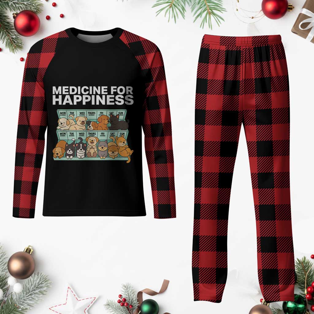 Funny Dog Lover Plaid Pajama Set My Medicine For Happiness Called Cats Everyday TS10 Buffalo Plaid Print Your Wear