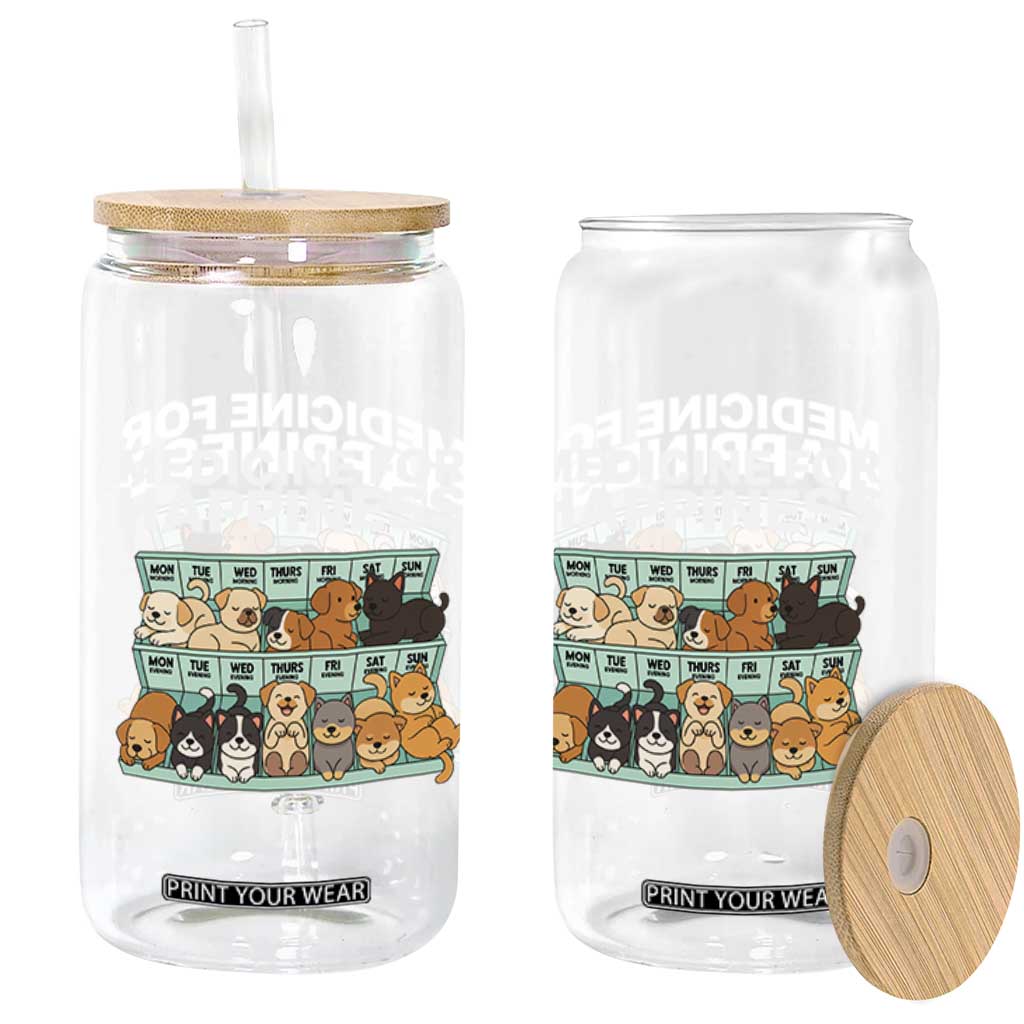 Funny Dog Lover Glass Can My Medicine For Happiness Called Cats Everyday TS10 Print Your Wear