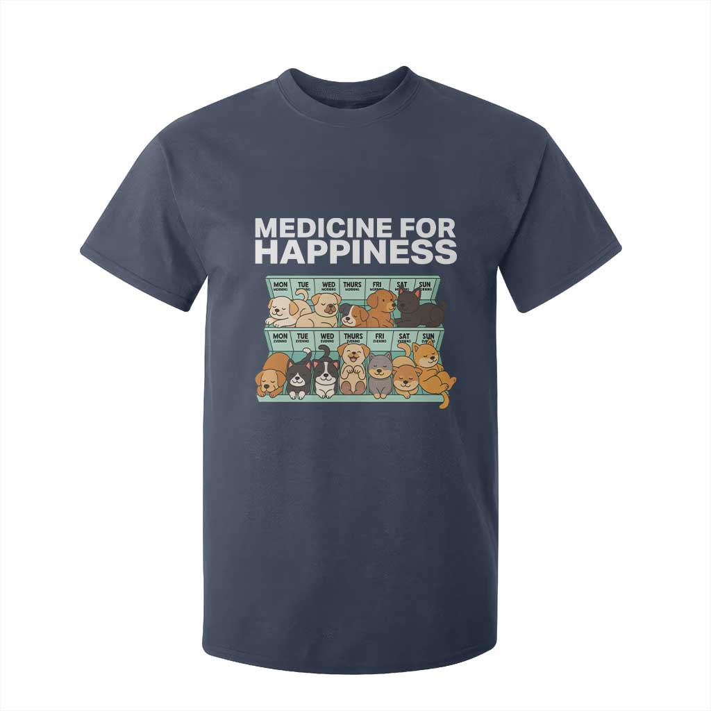 Funny Dog Lover T Shirt For Kid My Medicine For Happiness Called Cats Everyday TS10 Navy Print Your Wear