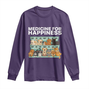 Funny Dog Lover Long Sleeve Shirt My Medicine For Happiness Called Cats Everyday TS10 Purple Print Your Wear