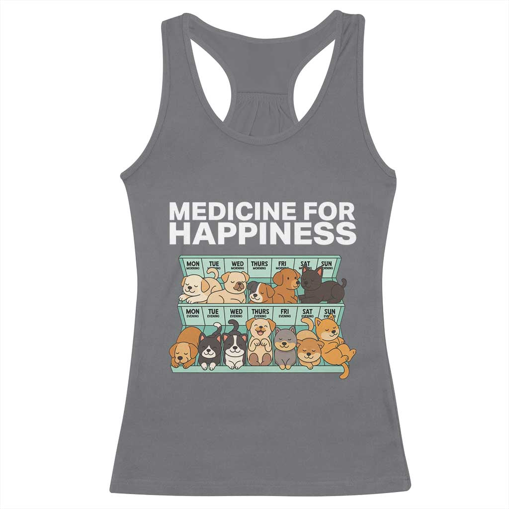 Funny Dog Lover Racerback Tank Top My Medicine For Happiness Called Cats Everyday TS10 Charcoal Print Your Wear