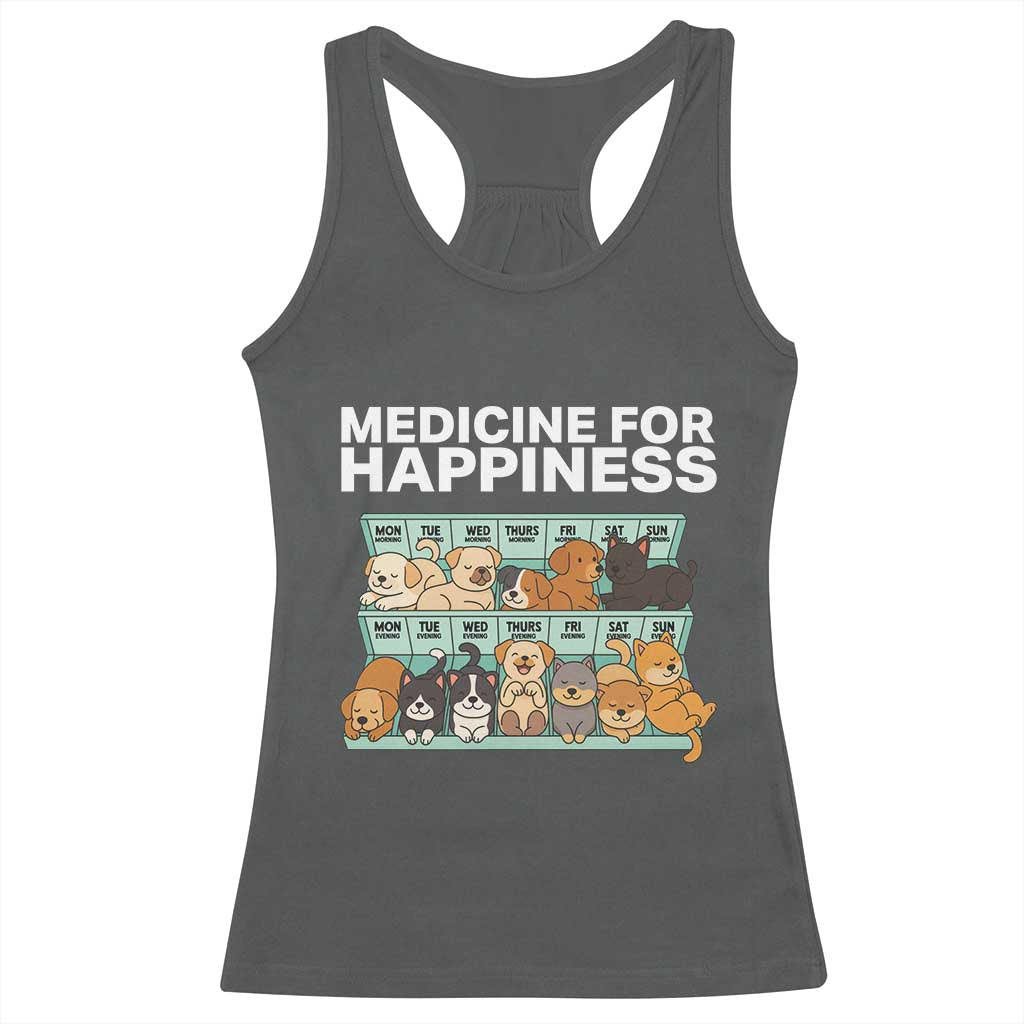 Funny Dog Lover Racerback Tank Top My Medicine For Happiness Called Cats Everyday TS10 Dark Heather Print Your Wear