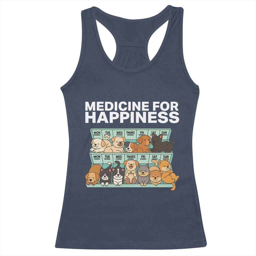 Funny Dog Lover Racerback Tank Top My Medicine For Happiness Called Cats Everyday TS10 Navy Print Your Wear
