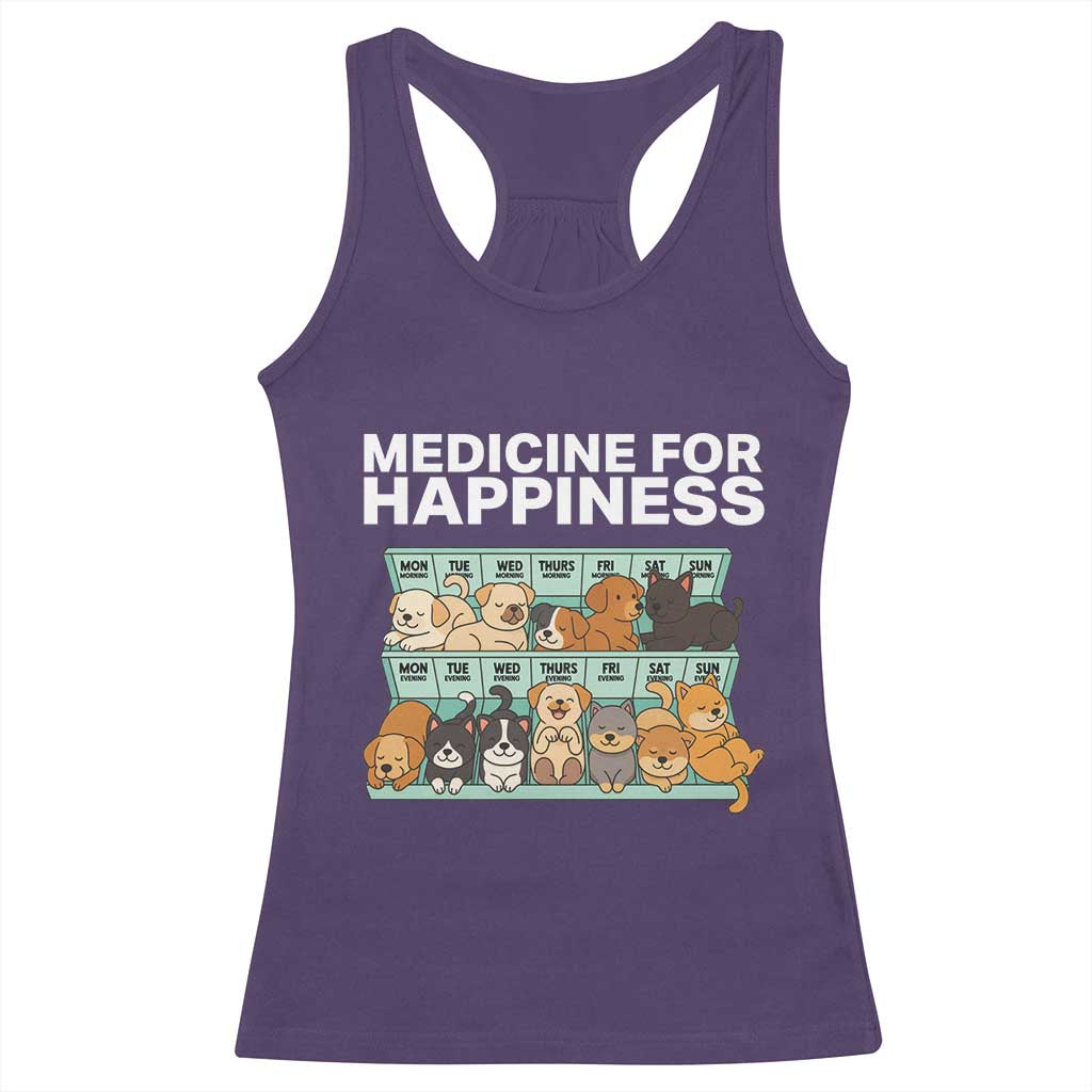 Funny Dog Lover Racerback Tank Top My Medicine For Happiness Called Cats Everyday TS10 Purple Print Your Wear