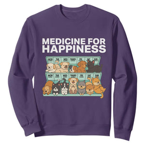 Funny Dog Lover Sweatshirt My Medicine For Happiness Called Cats Everyday TS10 Purple Print Your Wear