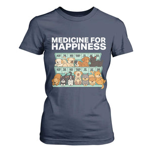 Funny Dog Lover T Shirt For Women My Medicine For Happiness Called Cats Everyday TS10 Navy Print Your Wear