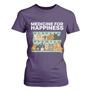 Funny Dog Lover T Shirt For Women My Medicine For Happiness Called Cats Everyday TS10 Purple Print Your Wear