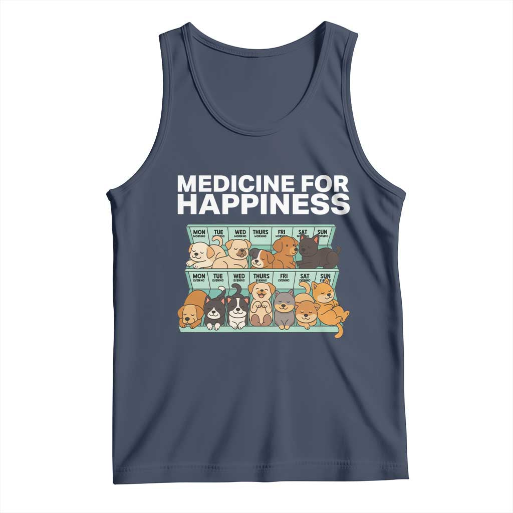 Funny Dog Lover Tank Top My Medicine For Happiness Called Cats Everyday TS10 Navy Print Your Wear