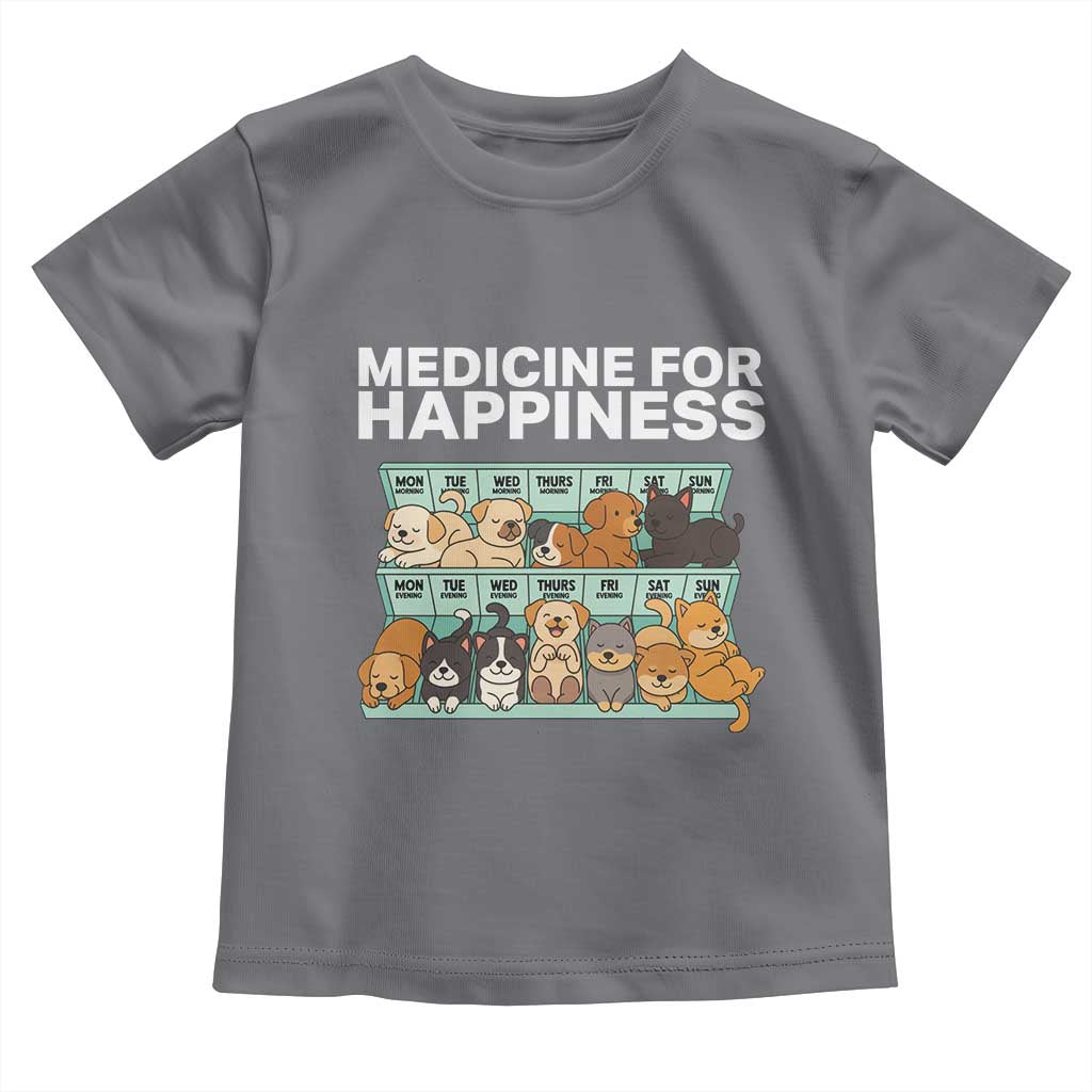 Funny Dog Lover Toddler T Shirt My Medicine For Happiness Called Cats Everyday TS10 Charcoal Print Your Wear