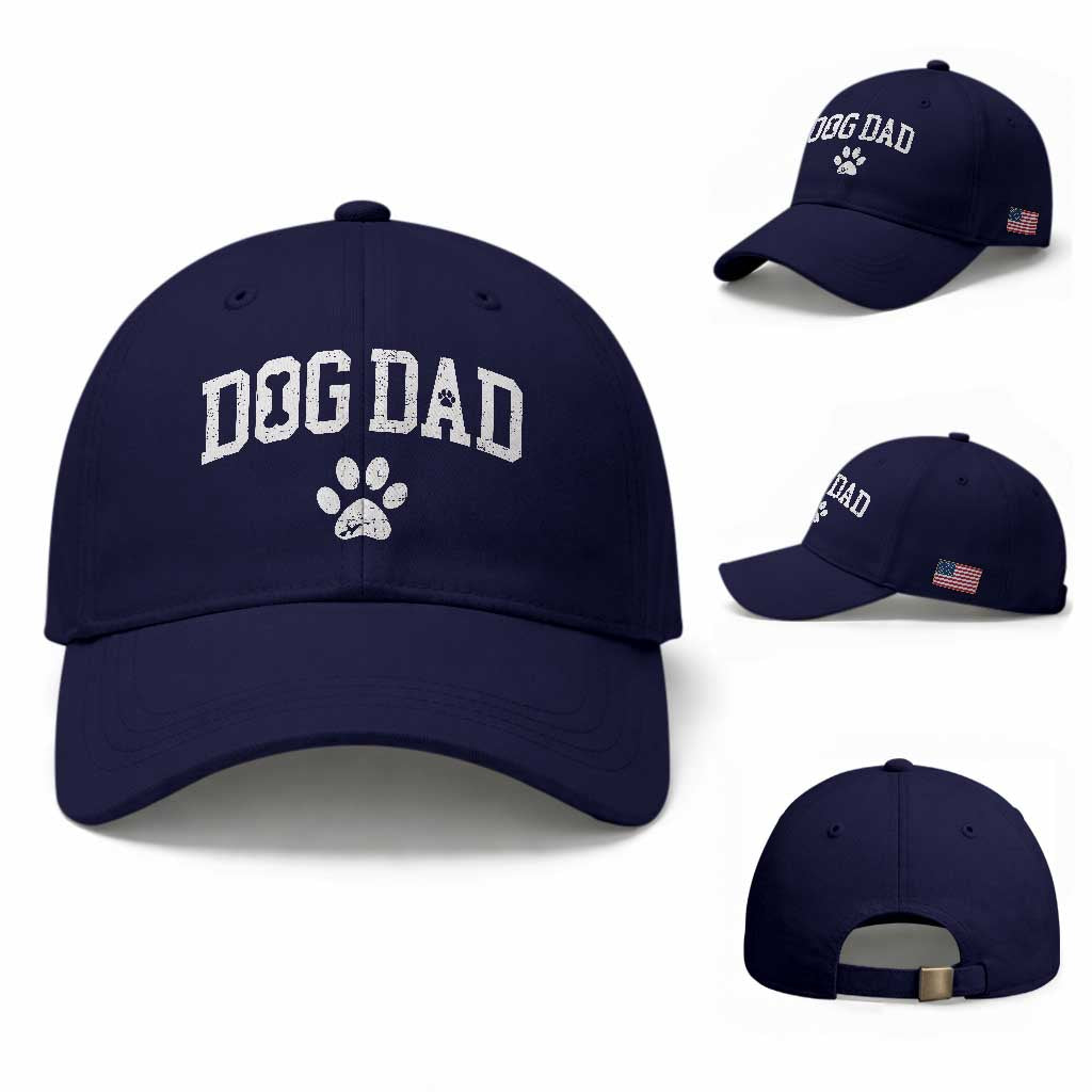 Retro Dog Dad Baseball Cap Distressed Fathers Day Gift for Dog Lovers TS10 Baseball Cap Universal Fit Dark Blue Print Your Wear
