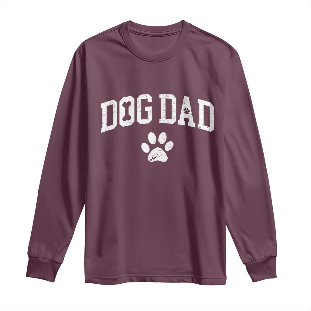 Retro Dog Dad Long Sleeve Shirt Distressed Fathers Day Gift for Dog Lovers TS10 Maroon Print Your Wear
