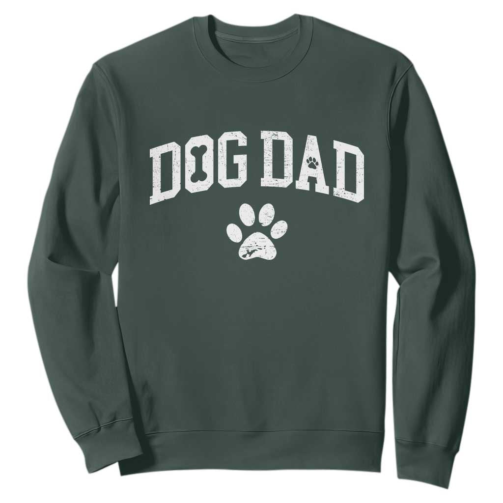 Retro Dog Dad Sweatshirt Distressed Fathers Day Gift for Dog Lovers TS10 Dark Forest Green Print Your Wear