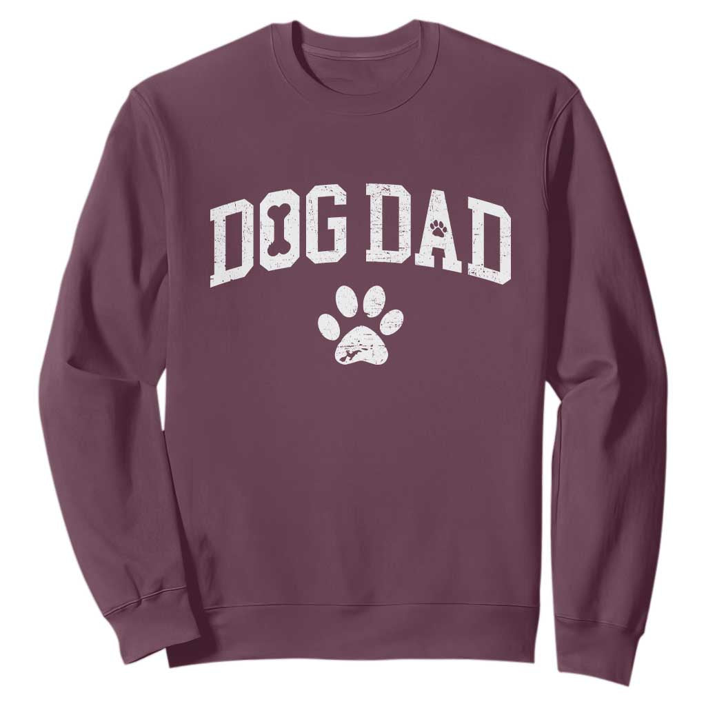 Retro Dog Dad Sweatshirt Distressed Fathers Day Gift for Dog Lovers TS10 Maroon Print Your Wear