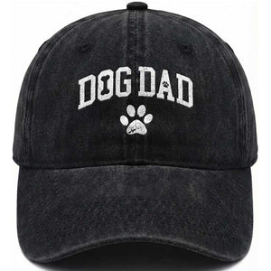 Retro Dog Dad Washed Cotton Baseball Cap Distressed Fathers Day Gift for Dog Lovers TS10 Print Your Wear