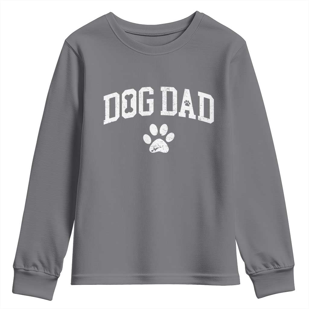 Retro Dog Dad Youth Sweatshirt Distressed Fathers Day Gift for Dog Lovers TS10 Charcoal Print Your Wear