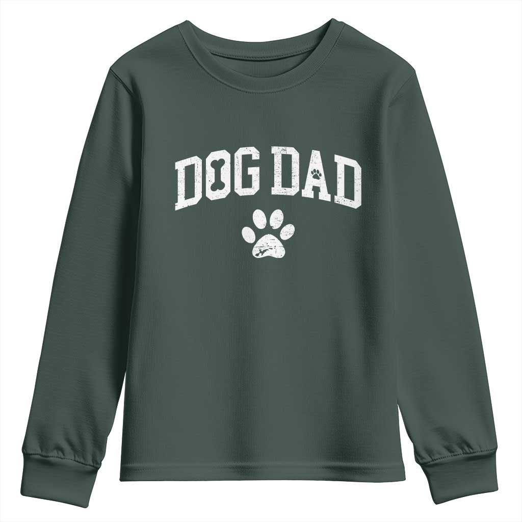 Retro Dog Dad Youth Sweatshirt Distressed Fathers Day Gift for Dog Lovers TS10 Dark Forest Green Print Your Wear