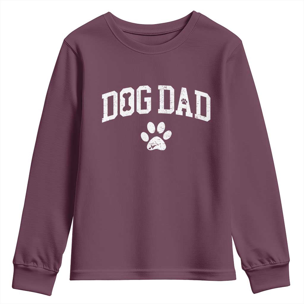 Retro Dog Dad Youth Sweatshirt Distressed Fathers Day Gift for Dog Lovers TS10 Maroon Print Your Wear