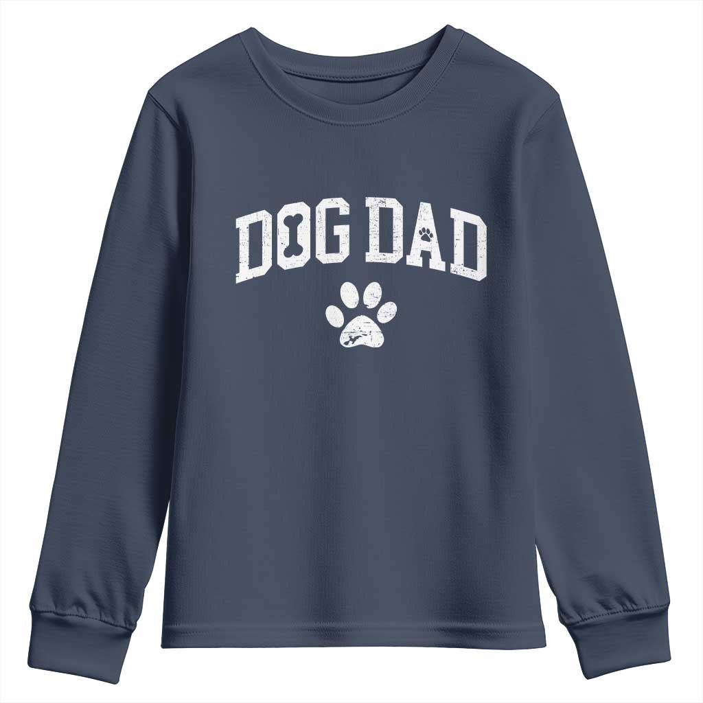 Retro Dog Dad Youth Sweatshirt Distressed Fathers Day Gift for Dog Lovers TS10 Navy Print Your Wear