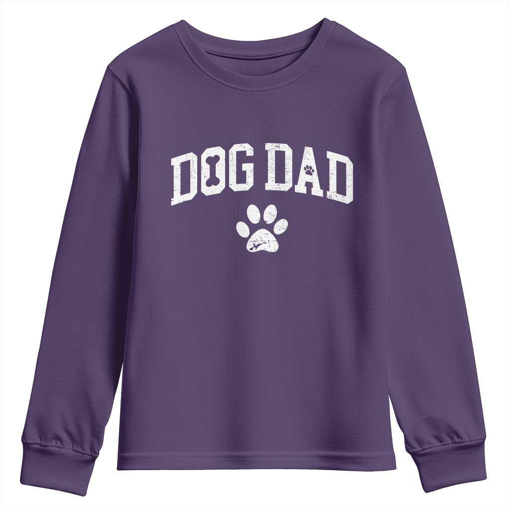 Retro Dog Dad Youth Sweatshirt Distressed Fathers Day Gift for Dog Lovers TS10 Purple Print Your Wear