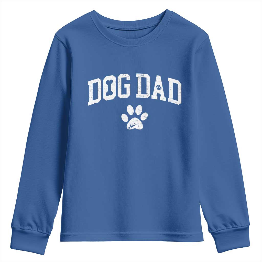 Retro Dog Dad Youth Sweatshirt Distressed Fathers Day Gift for Dog Lovers TS10 Royal Blue Print Your Wear