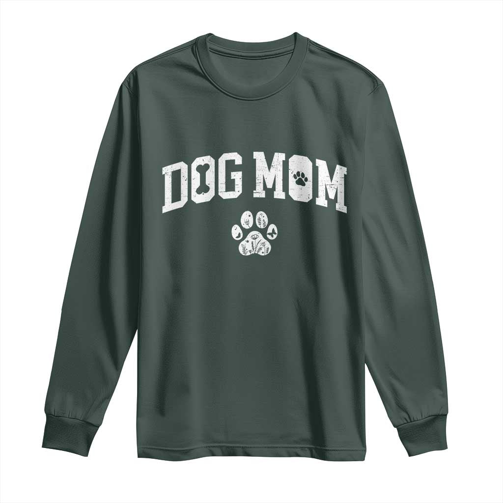 Dog Mom Long Sleeve Shirt Floral Fur Mama Gift For Her Mothers Day TS10 Dark Forest Green Print Your Wear