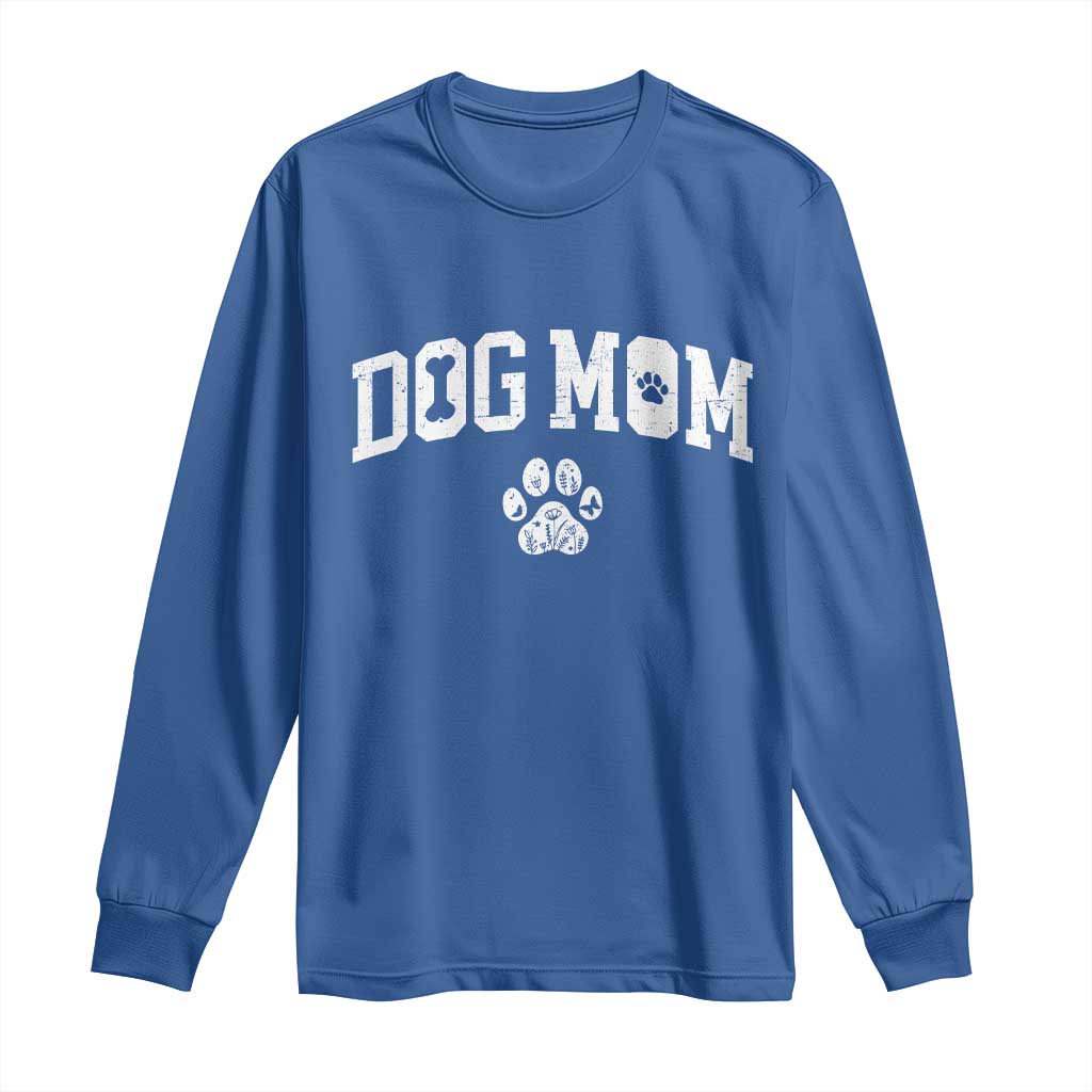 Dog Mom Long Sleeve Shirt Floral Fur Mama Gift For Her Mothers Day TS10 Royal Blue Print Your Wear