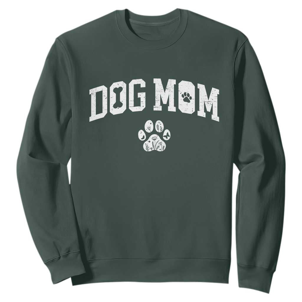 Dog Mom Sweatshirt Floral Fur Mama Gift For Her Mothers Day TS10 Dark Forest Green Print Your Wear
