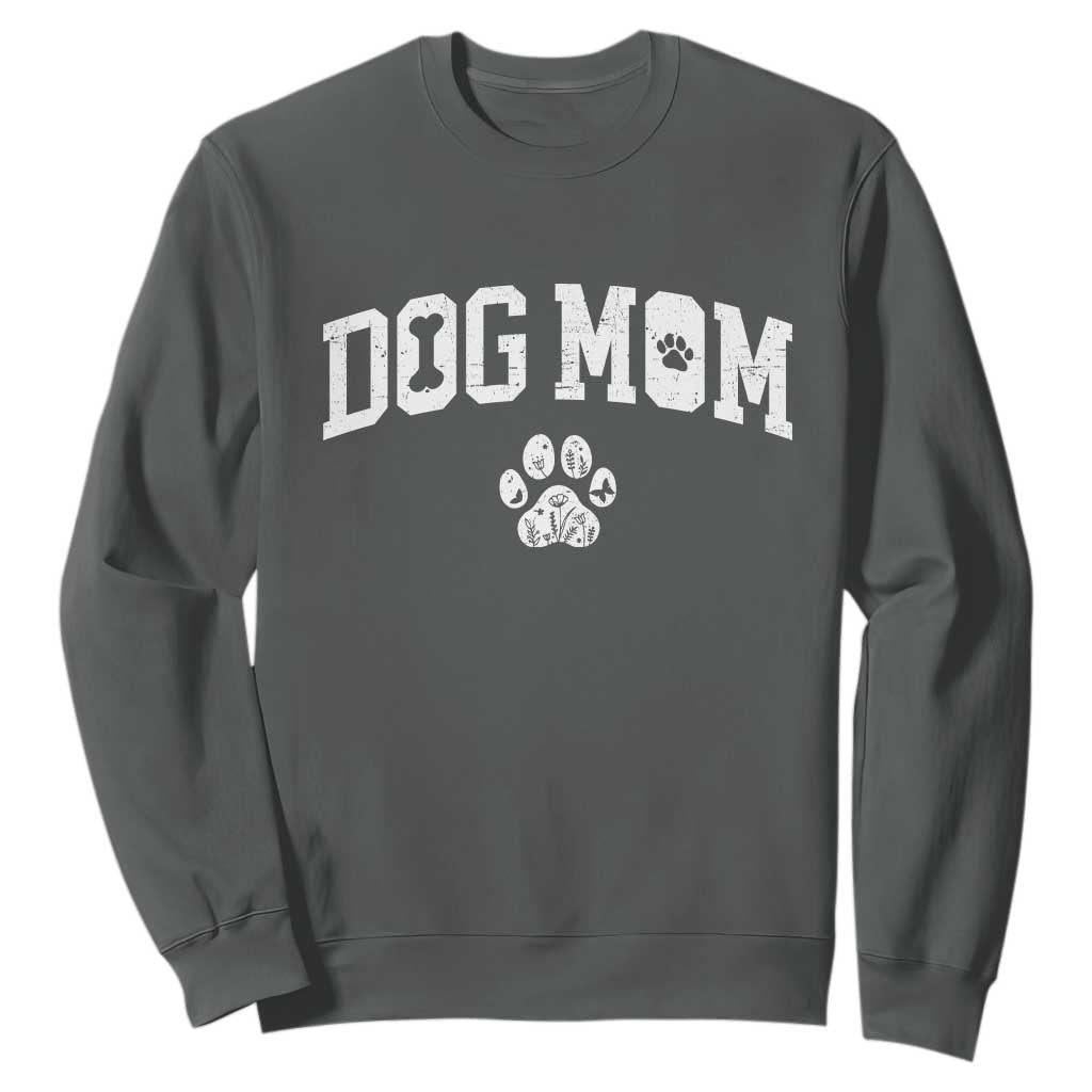 Dog Mom Sweatshirt Floral Fur Mama Gift For Her Mothers Day TS10 Dark Heather Print Your Wear