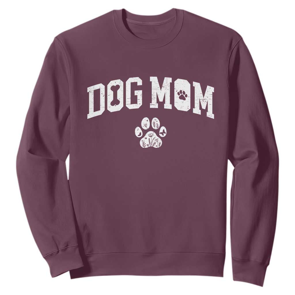 Dog Mom Sweatshirt Floral Fur Mama Gift For Her Mothers Day TS10 Maroon Print Your Wear