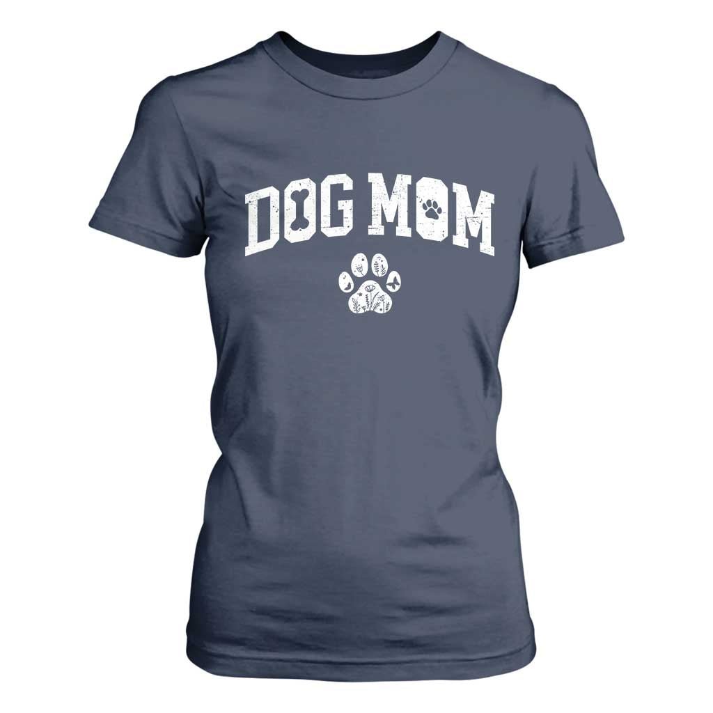 Dog Mom T Shirt For Women Floral Fur Mama Gift For Her Mothers Day TS10 Navy Print Your Wear